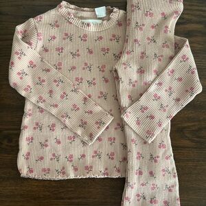 Zara Pink Floral Ribbed Set Size 4